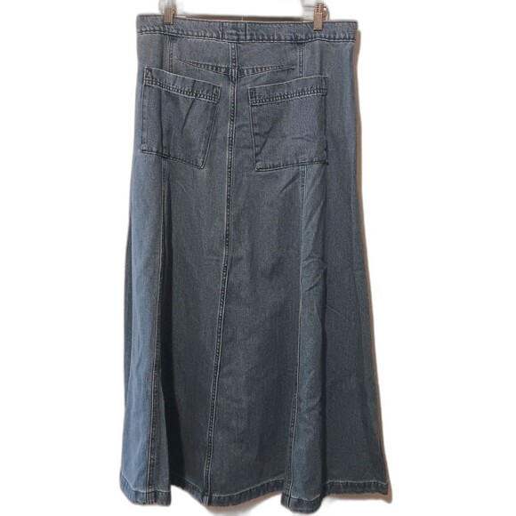 NWT Universal Thread Size 12 Denim Maxi Skirt A-line High-rise Medium Wash - Picture 6 of 14